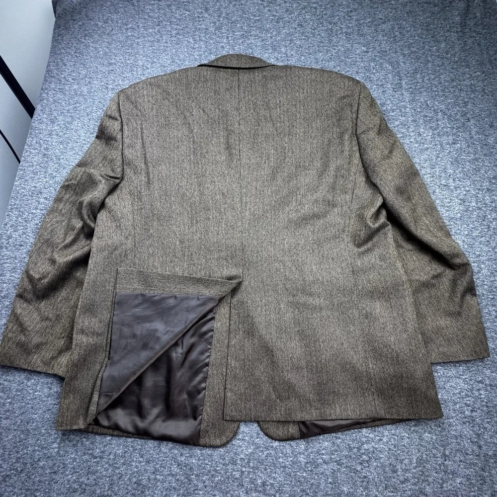 Stafford Men's 100%‎ Wool 2-Button Classic Fit Blazer Brown Herringbone Sz 52R